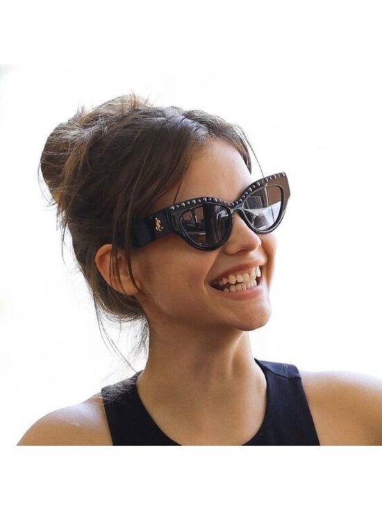 Jimmy Choo SONJA/G/S 0807 9O Sunglasses Black Cat Eye Frame, Grey Lenses main image 7